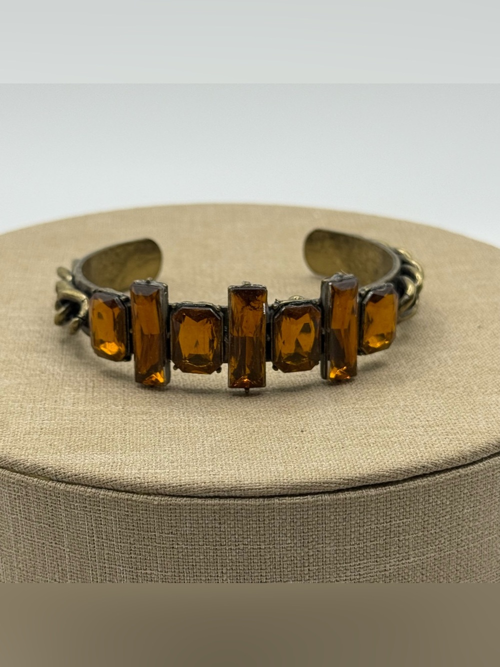 Amber Glass Stone Cuff Bracelet - Women Jewelry